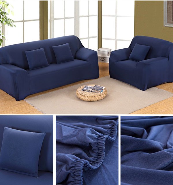 Stretch Fitted Sofa Cover - 5 Seater Dark Blue