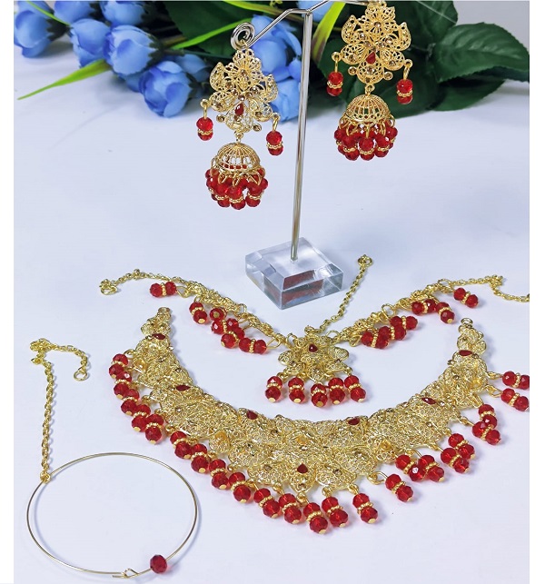 Stylish Bridal Jewellery Set With Nose Ring (PS-465)