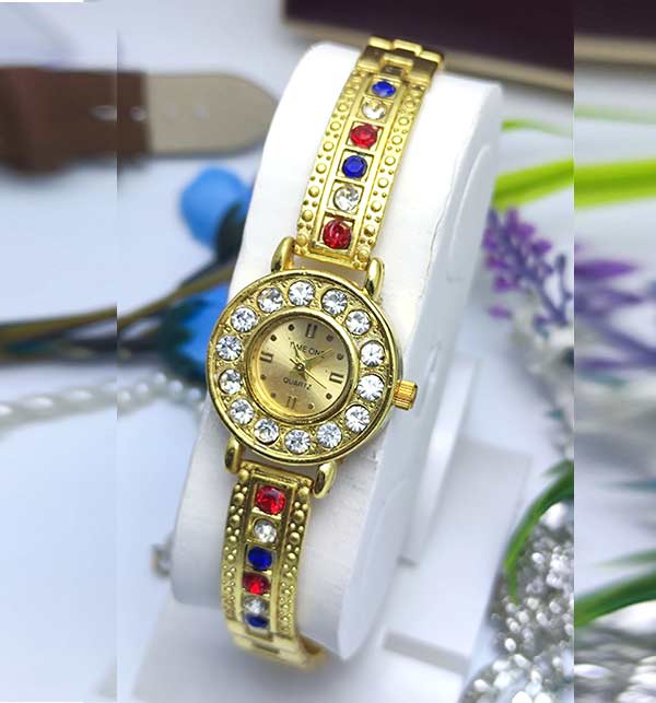 Stylish Stone Work Girls Watch (ZV:11128)