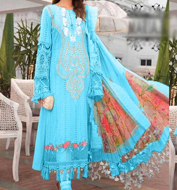 Summer Sequins Embroidered  Lawn Dress with Embroidered Lawn Dupatta (DRL-1193)