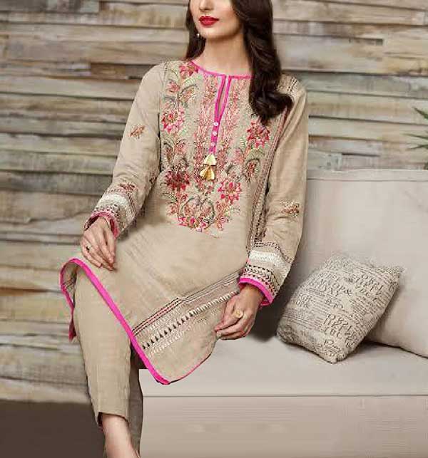 Linen Full Heavy Panel Embroidery Unstitched Dress  (2 piece Shirt & Trouser) (Unstitched) (LN-358)