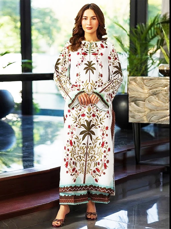 Ethnic Trending Design Viscous Slub Digital Printed Long Kaftan Shirt (Unstitched) (DRL-2489)
