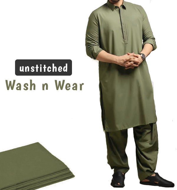 Wash n Wear Unstitched Men's Shalwar Kameez	(MSK-76)